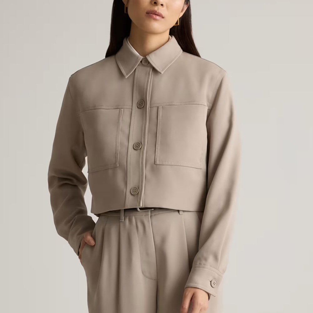 Quince Stretch Crepe Cropped Jacket size S